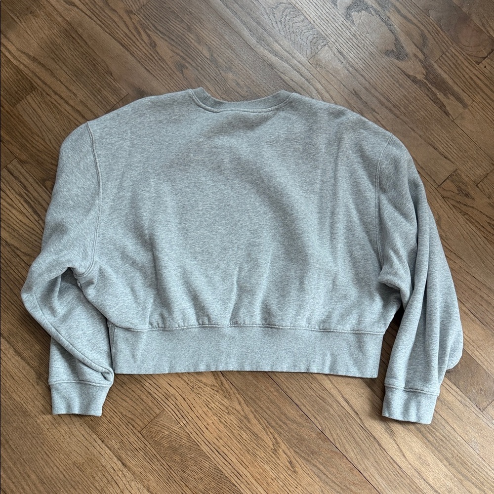 adidas Grey Cropped Trefoil Crewneck Sweatshirt - Picture 4 of 4
